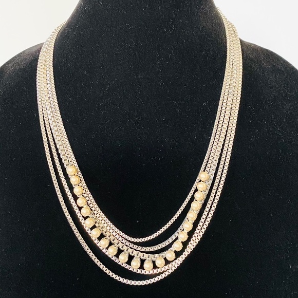Talbots Necklace Multiple Strands Faux Pearls - Picture 2 of 8